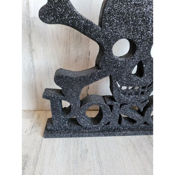 Glitter standing skull bones‎ poison black Halloween home decor - Picture 3 of 7